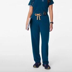 Figs High Waisted Livingston Basic Scrub Pants Navy Blue Orange Women's XS Tall